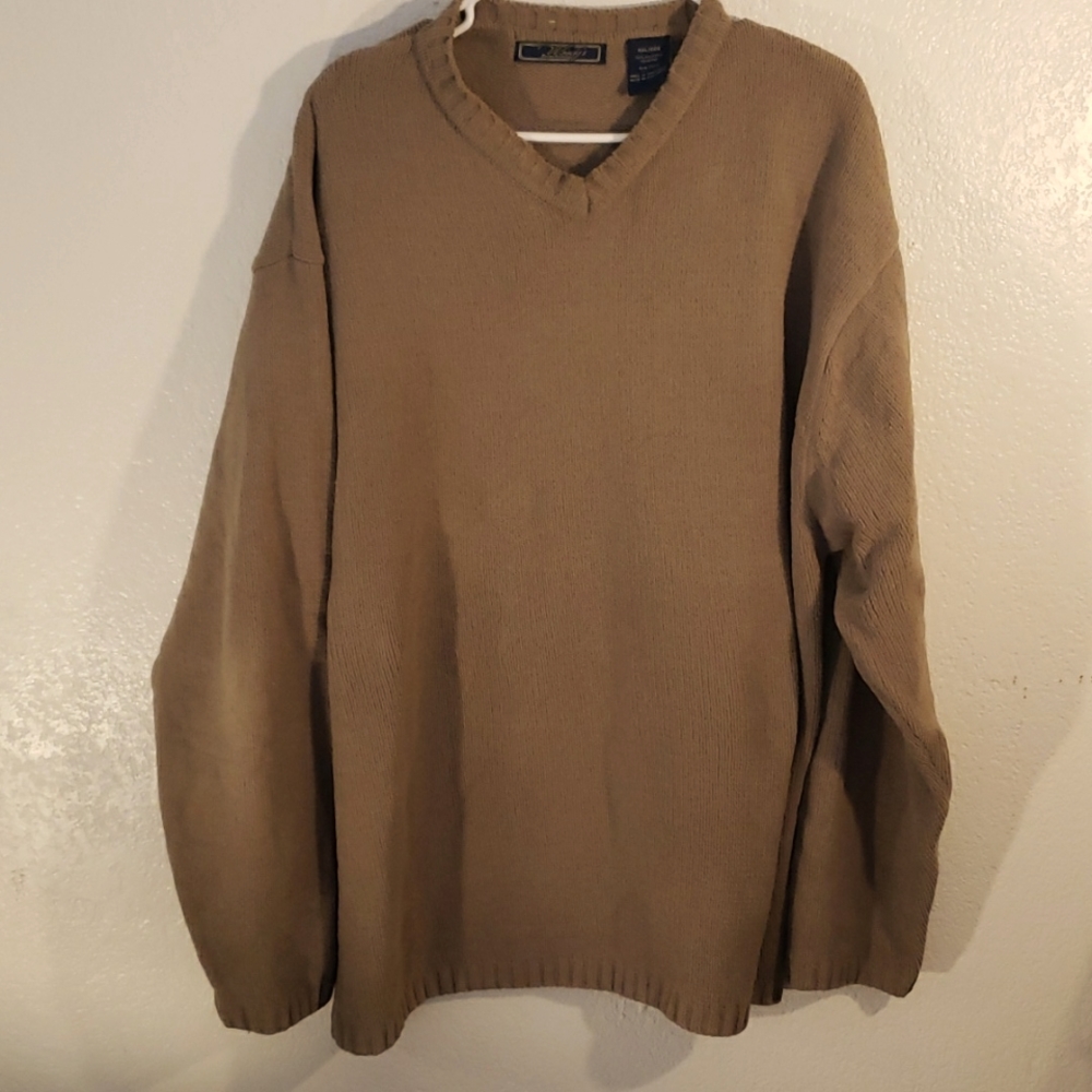 Woody's Retro Lounge Polyester V Neck Sweater Mens XXL Brown